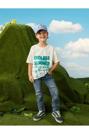 تی شرت نباتی بچه گانه رگولار یقه گرد پنبه (نخی) تکی کد 322935499