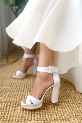 کفش مجلسی سفید زنانه پاشنه متوسط ( 5 - 9 cm ) پاشنه پلت فرم کد 322812266
