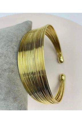 دستبند جواهر طلائی زنانه فولاد ( استیل ) کد 835276051