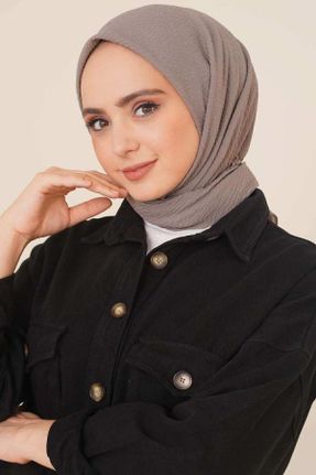 روسری طوسی پنبه - پلی استر کد 558130925