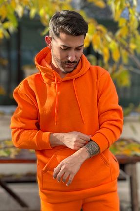 سوئیشرت نارنجی مردانه ساده YAKAMEL - کد 820424100