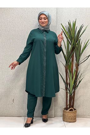 تونیک حجاب سبز زنانه پنبه ای Butik büyük beden - کد 845120088