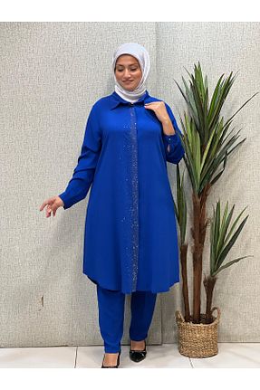 تونیک حجاب سرمه ای زنانه پنبه ای Butik büyük beden - کد 845118944
