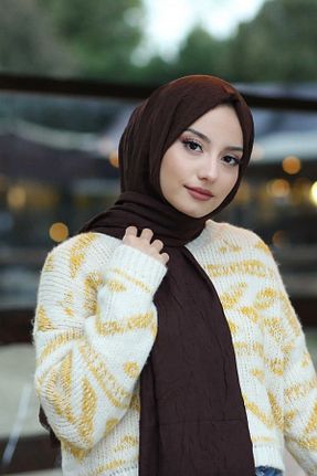 شال قهوه ای زنانه پنبه ای Huzurlu İpek - کد 845066108