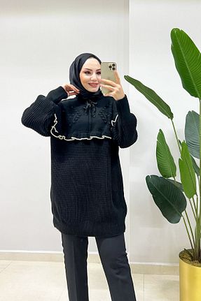 تونیک حجاب مشکی زنانه پنبه ای Rimel Moda - کد 662653716