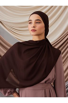 روسری قهوه ای شیفون Femple Modest - کد 835917123