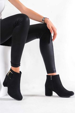 بوت / نیم بوت مشکی زنانه چرم مصنوعی CERCİBAZAAR - کد 357173654