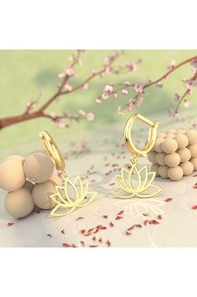 گوشواره نقره طلائی زنانه 925 عیار Indigo Takı - کد 52547316