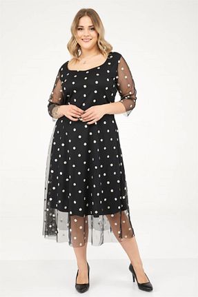 لباس مجلسی سایز بزرگ مشکی زنانه پارچه Seamoda - کد 124630946
