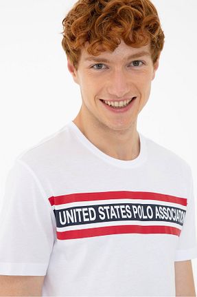 تیشرت سفید مردانه یقه دوچرخه U.S. Polo Assn. - کد 124478841
