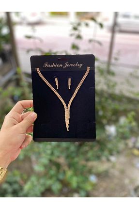ست جواهر طلائی زنانه روکش طلا Yağmur Aksesuar ve Takı dünyası - کد 125106576