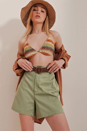 شلوارک و برمودا خاکی زنانه Relaxed Trend Alaçatı Stili - کد 699236328