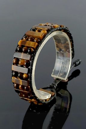 دستبند جواهر قهوه ای زنانه سنگ طبیعی کد 294986004