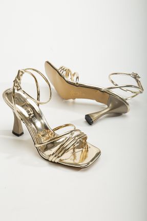 کفش مجلسی طلائی زنانه پاشنه نازک پاشنه متوسط ( 5 - 9 cm ) چرم مصنوعی کد 665611875