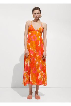 لباس نارنجی زنانه بافت پلی استر رگولار کد 831301857