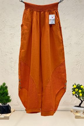 شلوار نارنجی زنانه بافتنی فاق بلند کد 697417045