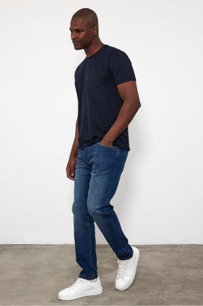 شلوار جین سبز مردانه پاچه تنگ فاق بلند جوان استاندارد کد 801079196