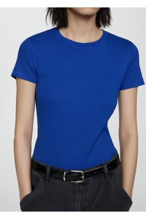 تی شرت آبی زنانه رگولار یقه خدمه کد 829770195