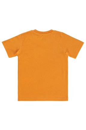 تی شرت نارنجی بچه گانه رگولار یقه گرد تکی کد 819621608