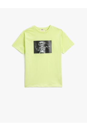 تی شرت سبز بچه گانه رگولار یقه گرد تکی کد 653418928