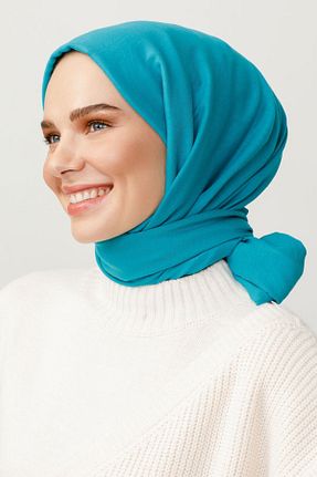شال فیروزه ای زنانه ابریشم VALORSCARF - کد 818781309