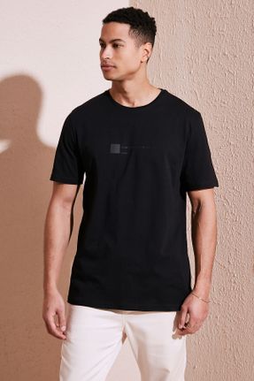 تی شرت مشکی مردانه رگولار یقه گرد طراحی کد 669872524