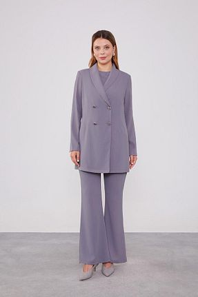 ست بالاتنه و پائین تنه حجاب طوسی زنانه Blazer Levidor - کد 845340179