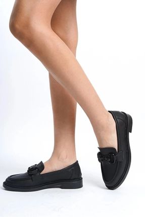 کفش لوفر مشکی زنانه چرم مصنوعی پاشنه کوتاه ( 4 - 1 cm ) کد 828575196