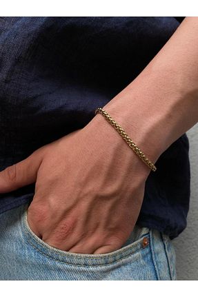 دستبند استیل (فولاد) طلائی مردانه استیل (فولاد) H&B Design - کد 845371051