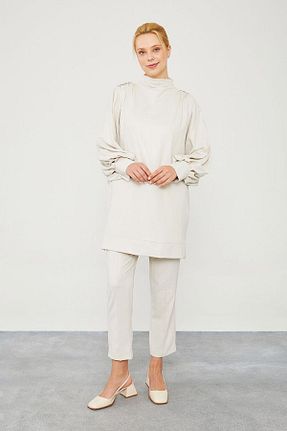 ست بالاتنه و پائین تنه حجاب طوسی زنانه اورسایز Levidor - کد 845391156