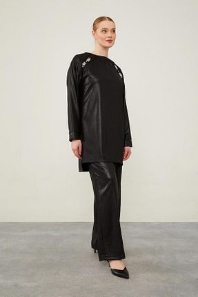 ست بالاتنه و پائین تنه حجاب مشکی زنانه گشاد Levidor - کد 845383717