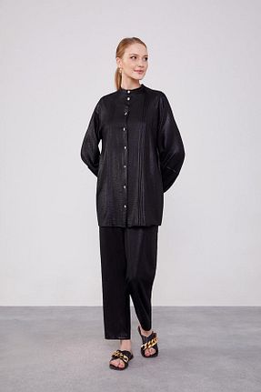 ست بالاتنه و پائین تنه حجاب مشکی زنانه اورسایز Levidor - کد 845392374