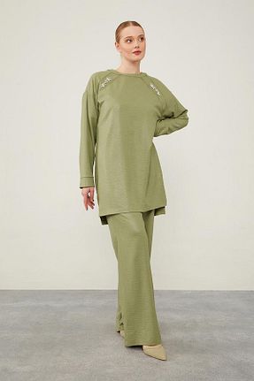 ست بالاتنه و پائین تنه حجاب خاکی زنانه گشاد Levidor - کد 845383727