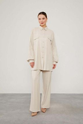 ست بالاتنه و پائین تنه حجاب طوسی زنانه اورسایز Levidor - کد 845394091