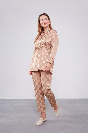 ست بالاتنه و پائین تنه حجاب قهوه ای زنانه رگولار Levidor - کد 845407449