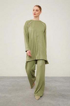 ست بالاتنه و پائین تنه حجاب خاکی زنانه گشاد Levidor - کد 845383727