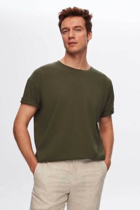تی شرت سبز مردانه رگولار یقه گرد تکی کد 117501212