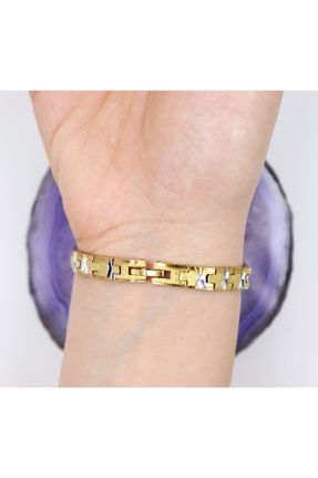 دستبند استیل طلائی زنانه فولاد ( استیل ) کد 800597199