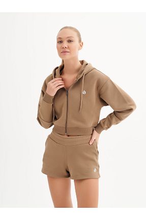 سوئیشرت اسپرت قهوه ای زنانه Relaxed qlu - کد 772909593