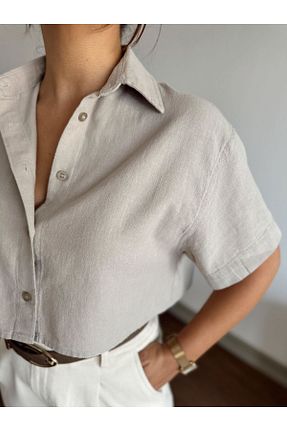 پیراهن قهوه ای زنانه کراپ Fistan Byn Melisa - کد 845408037
