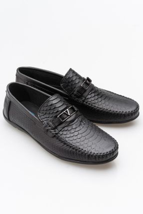 کفش لوفر مشکی مردانه چرم طبیعی پاشنه کوتاه ( 4 - 1 cm ) کد 310417163