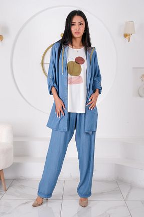 ست بالاتنه و پائین تنه خاکی زنانه بافتنی Femina - کد 845539803