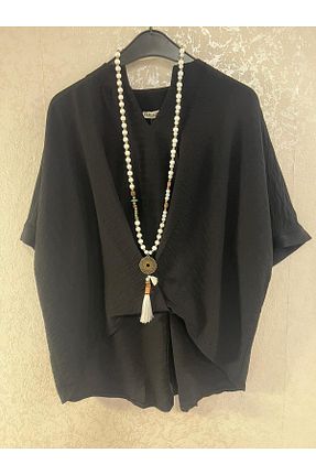 بلوز مشکی زنانه ساده PARQAURA - کد 845560385