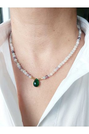 گردنبند جواهر سبز زنانه سنگ طبیعی DEVİ fashion - کد 810666753