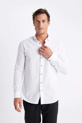 پیراهن سفید مردانه رگولار یقه پیراهنی کد 824216010