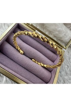 دستبند استیل طلائی زنانه فولاد ( استیل ) کد 812030507