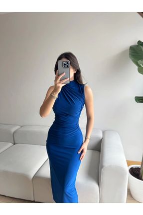 لباس آبی زنانه بافتنی اسلیم فیت آستین-بلند کد 805969525