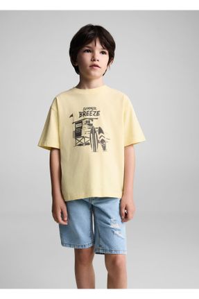 تی شرت زرد بچه گانه رگولار یقه خدمه کد 831188308