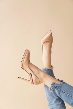 کفش پاشنه بلند کلاسیک بژ زنانه پاشنه نازک پاشنه بلند ( +10 cm) کد 826512946
