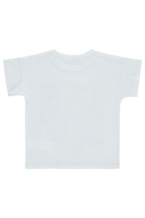 تی شرت سفید بچه گانه رگولار یقه گرد تکی کد 819603419